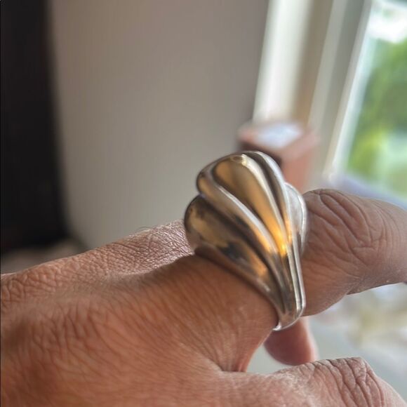 Vintage Designer MAZ Sterling Silver & 14k Gold Modernist Ring Size 7 HEAVY - Picture 1 of 6